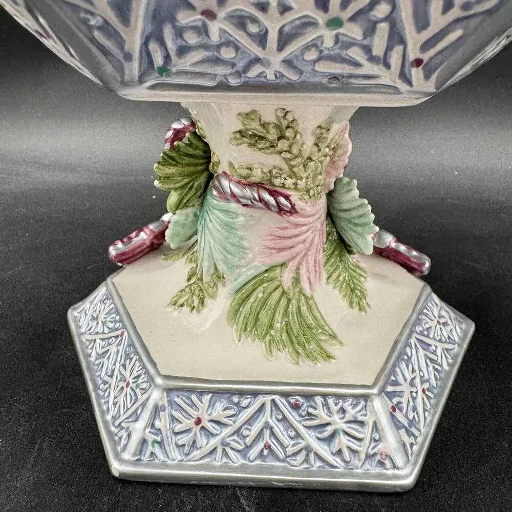 Fitz and Floyd Crystal Winter Round Compote 6.5